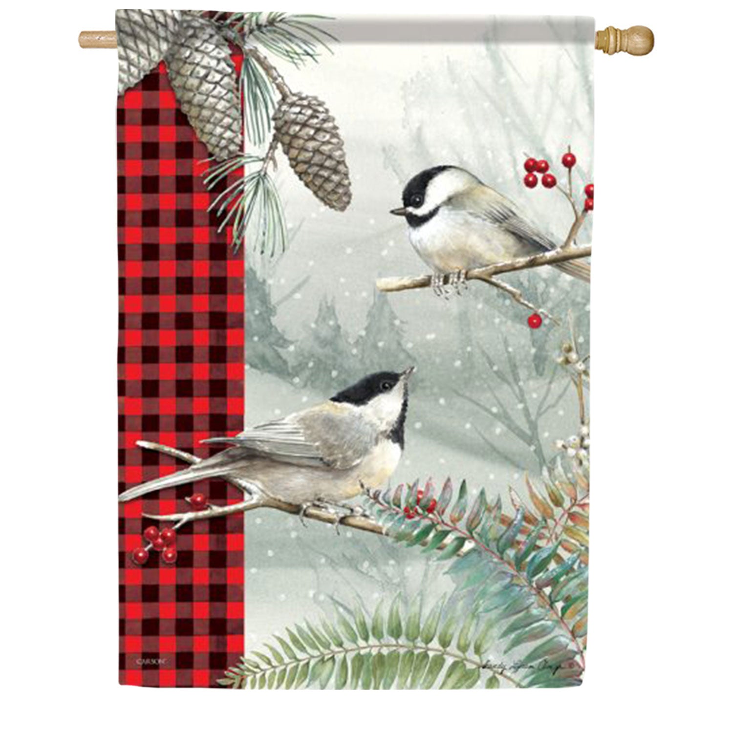 Carson Winter Chickadee House Flag