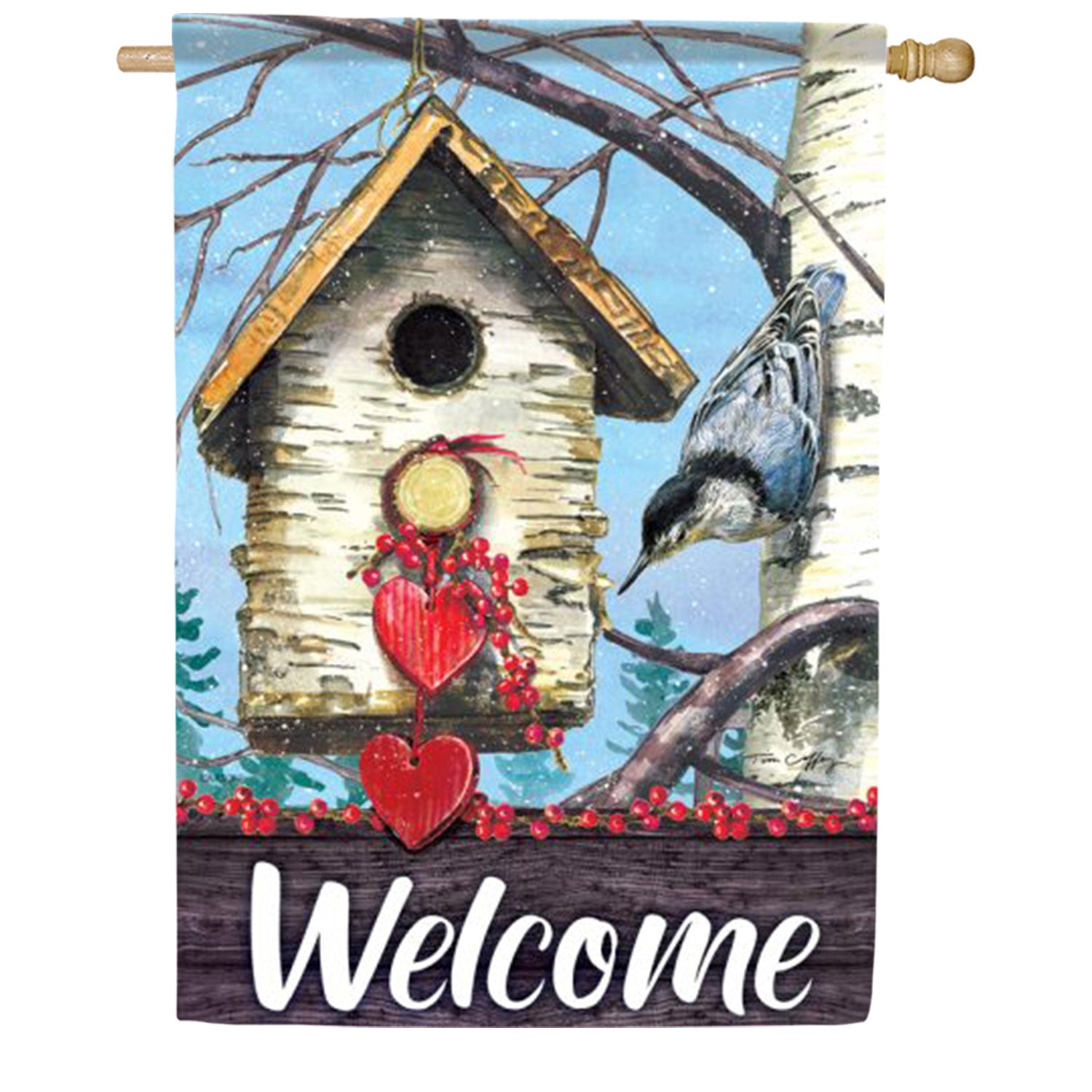 Carson Winter Nuthatch House Flag