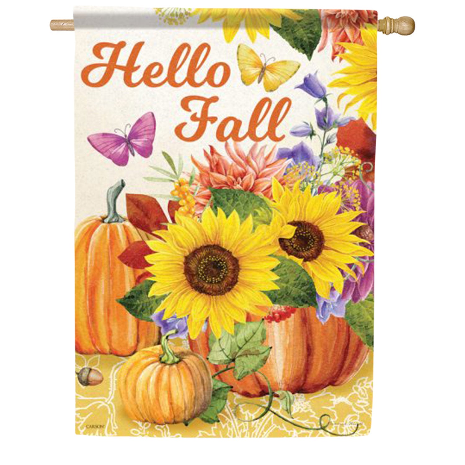 Carson Hello Fall Butterflies House Flag