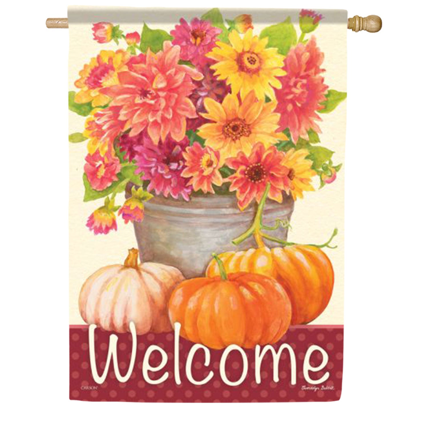 Carson Galvanized Floral House Flag