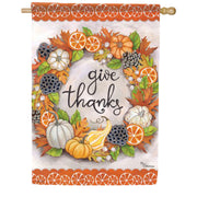 Carson Give Thanks Wreath House Flag