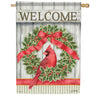 Rustic Cardinal Wreath House Flag
