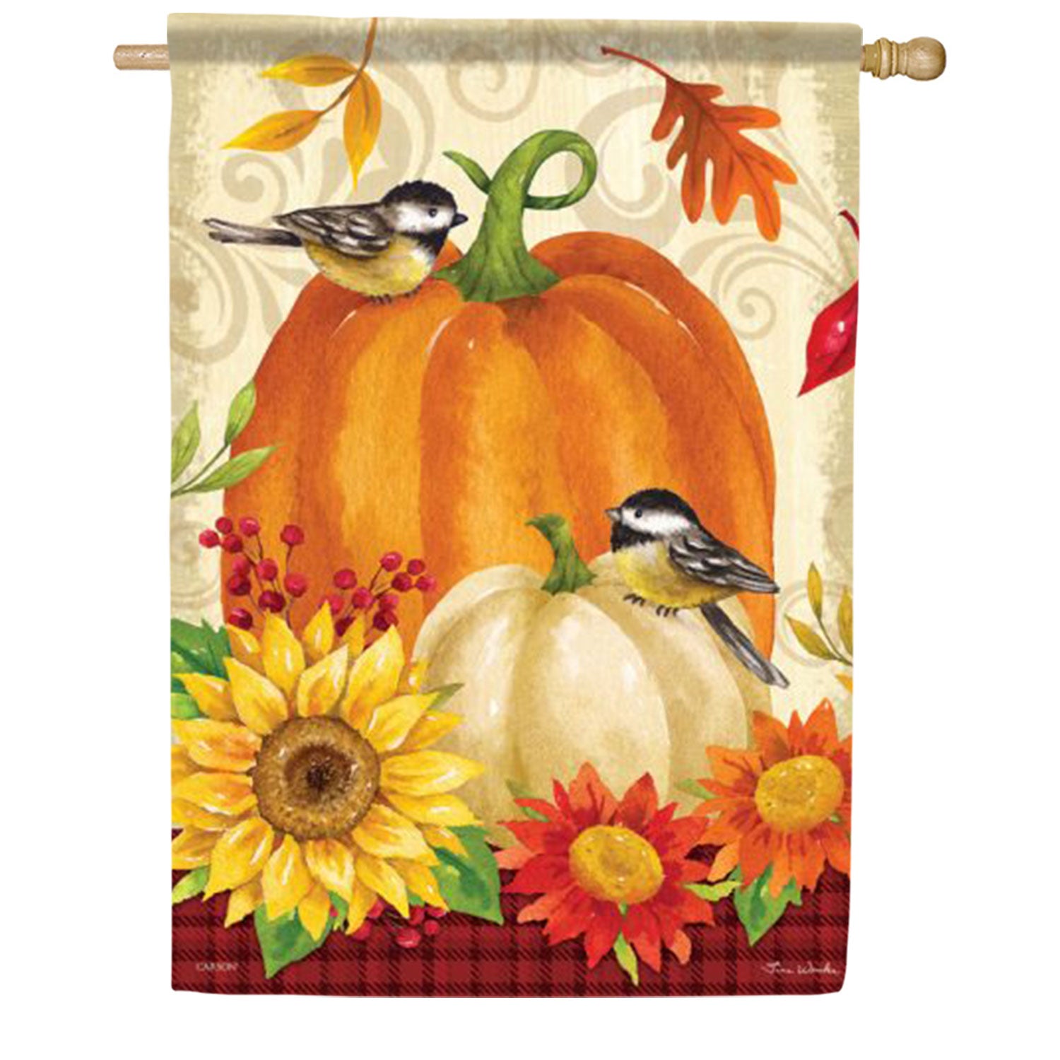 Chickadee Pumpkins House Flag