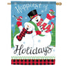 Happiest of Holidays Snowman House Flag