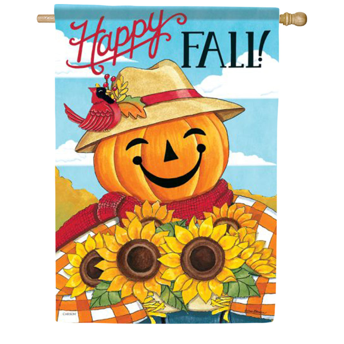 Happy Fall Pumpkin Sunflower House Flag