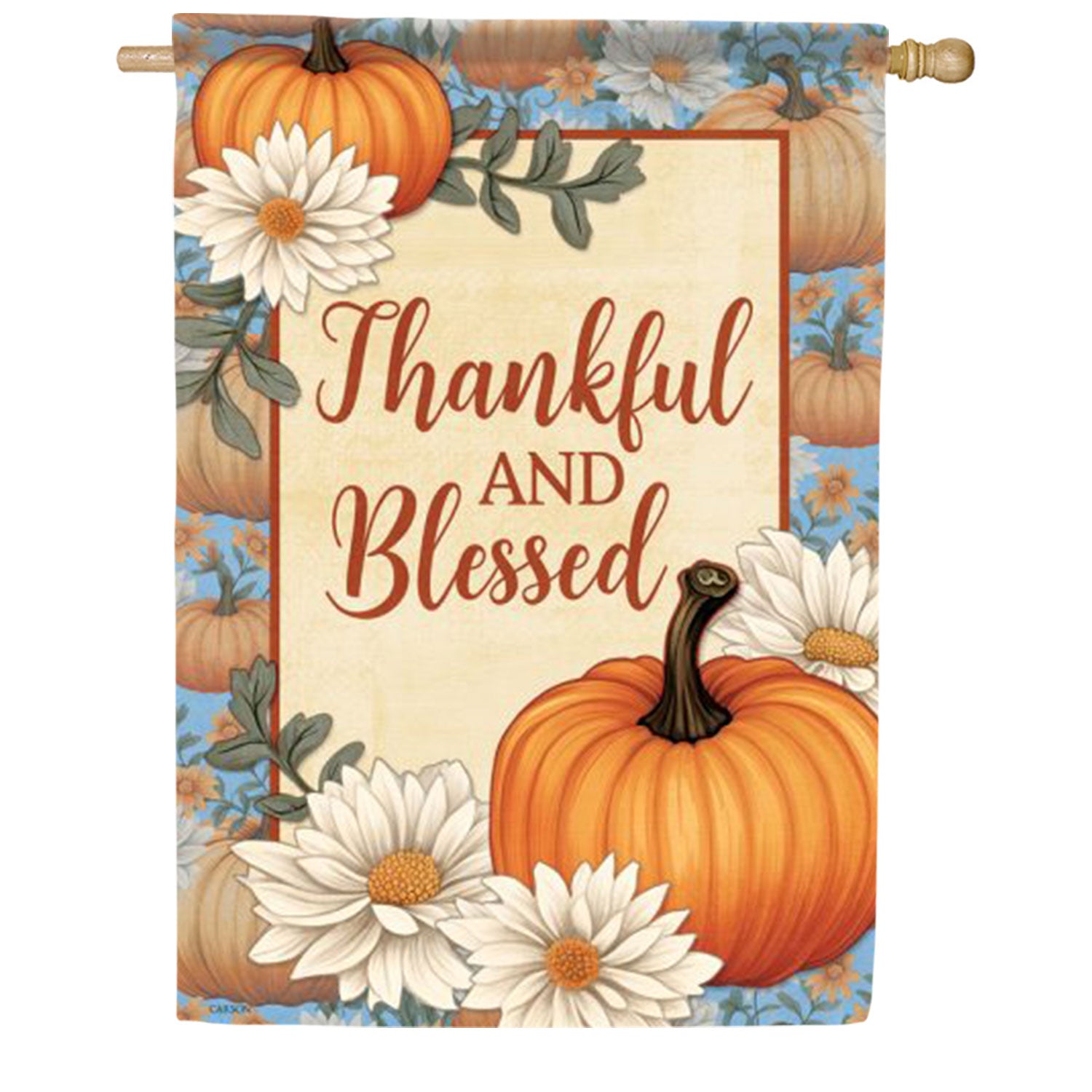Thankful and Blessed Pumpkin House Flag