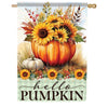 Hello Pumpkin Sunflower Vase House Flag