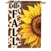 Hello Fall Cow Sunflower House Flag
