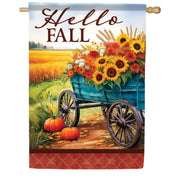 Carson Hello Fall Wagon House Flag