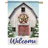 Welcome Barn Star Winter House Flag