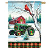 Christmas Tractor House Flag