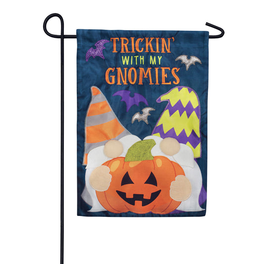 Carson Trickin' With My Gnomies Double Applique Garden Flag
