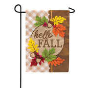 Carson Hello Fall Leaf Applique Garden Flag
