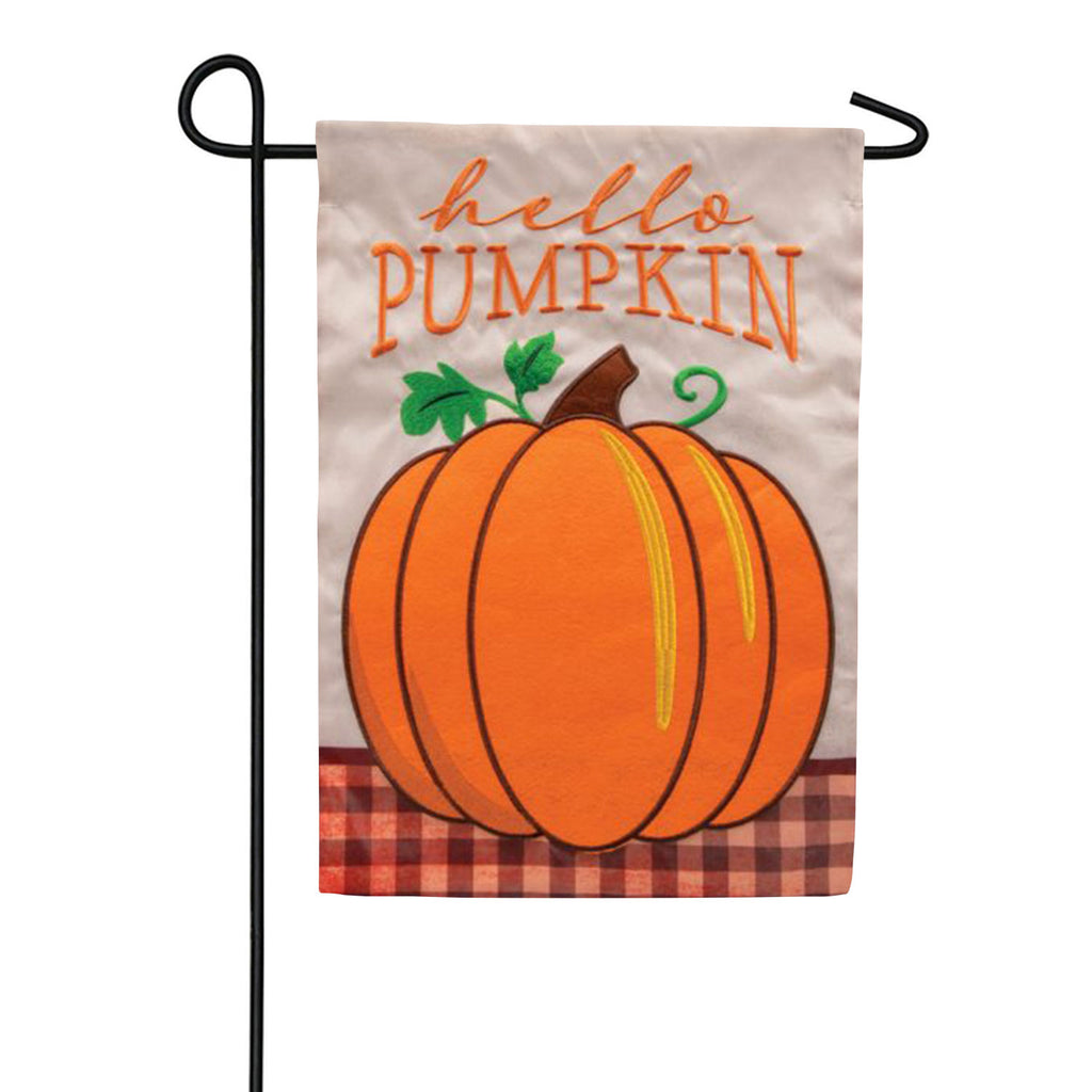 Hello Pumpkin Applique Garden Flag