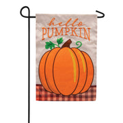 Carson Hello Pumpkin Applique Garden Flag