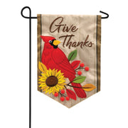 Carson Give Thanks Cardinal Applique Garden Flag