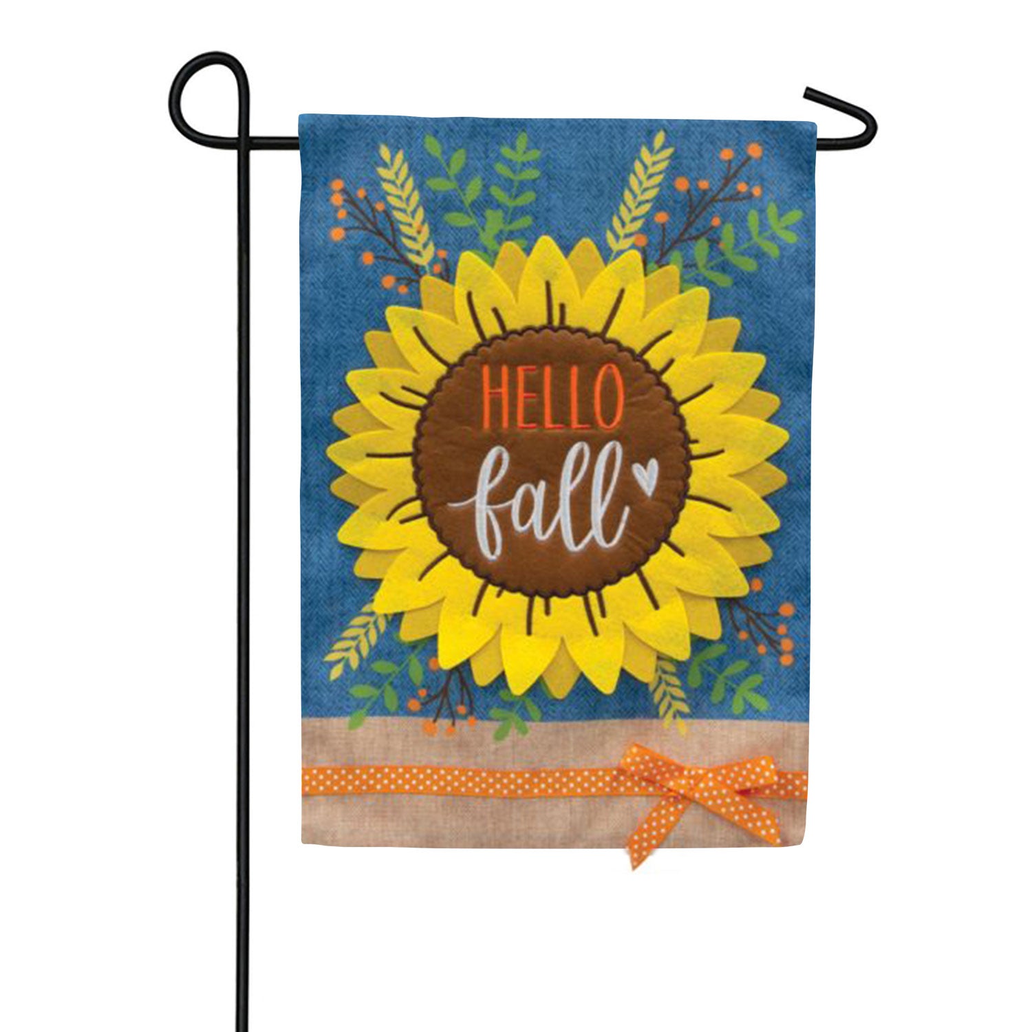 Hello Fall Sunflower Applique Garden Flag