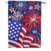 Custom Decor Fireworks And Flag House Flag