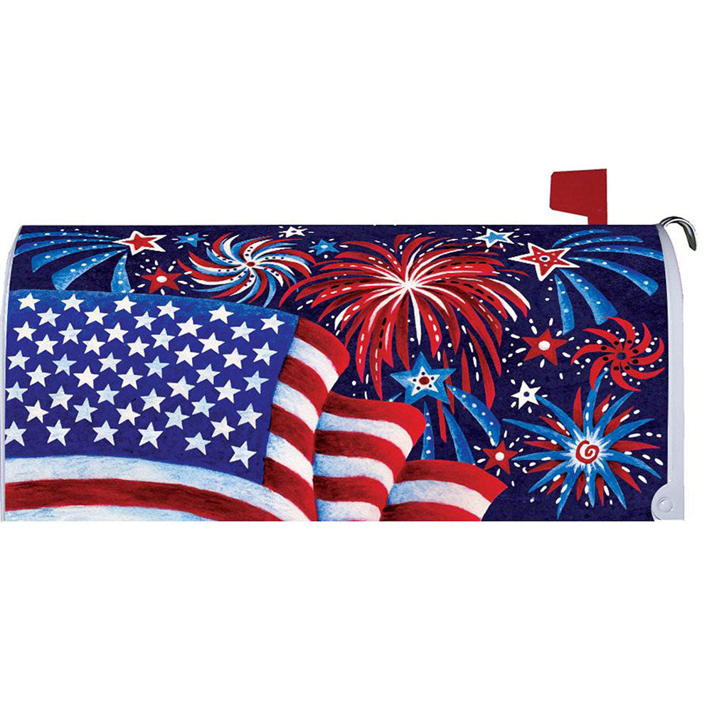 Custom Decor Fireworks And Flag Mailbox Cover