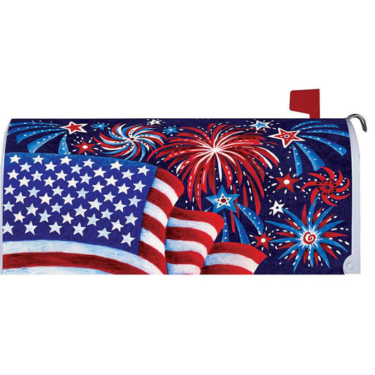 Custom Decor Fireworks And Flag Mailbox Cover