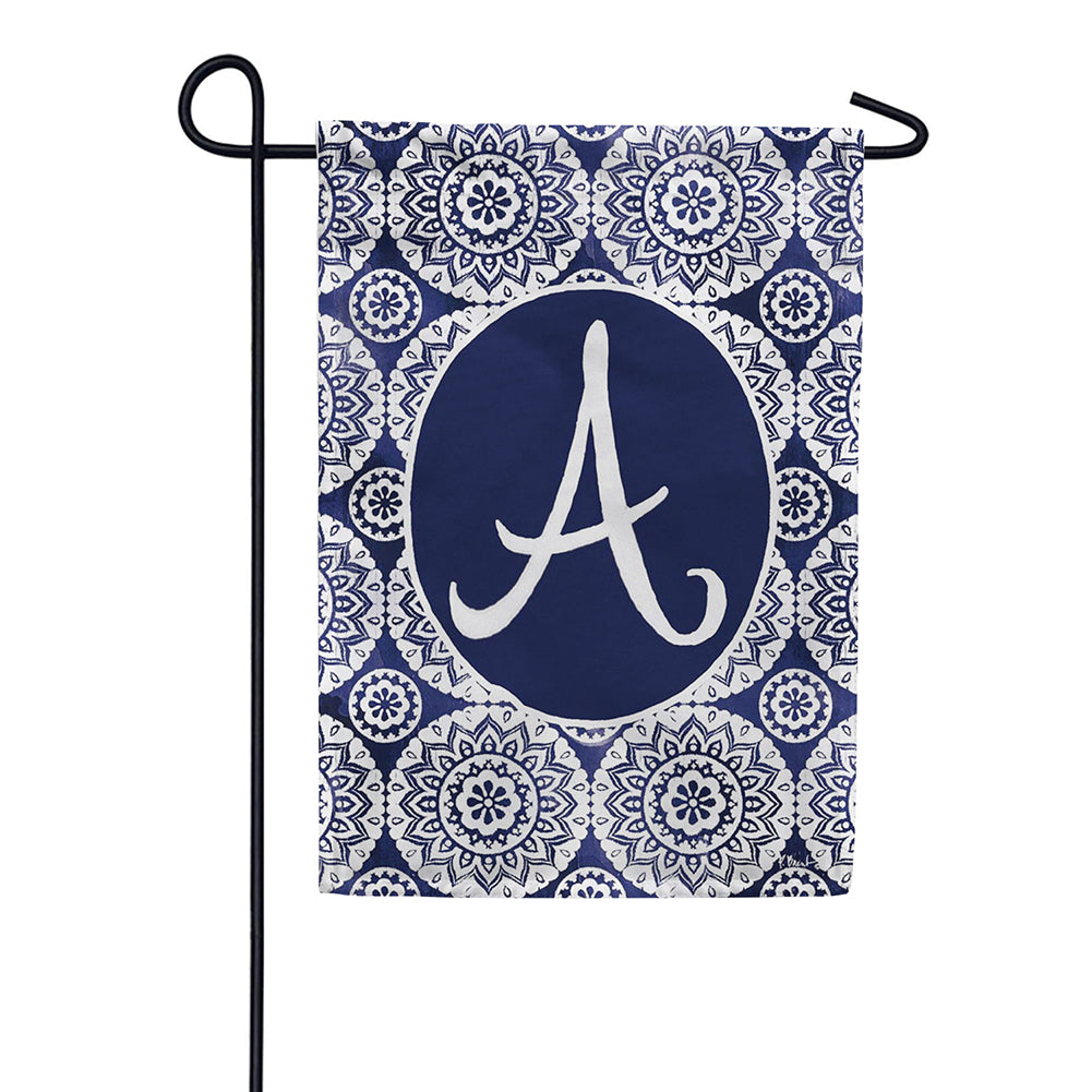 Custom Decor Indigo Boho Monogram Garden Flag