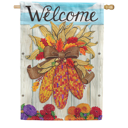 Custom Decor Indian Corn Thanksgiving House Flag