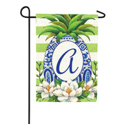 Custom Decor Pineapple Magnolia Monogram Garden Flag