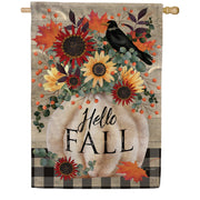 Custom Decor Pumpkin & Crow House Flag