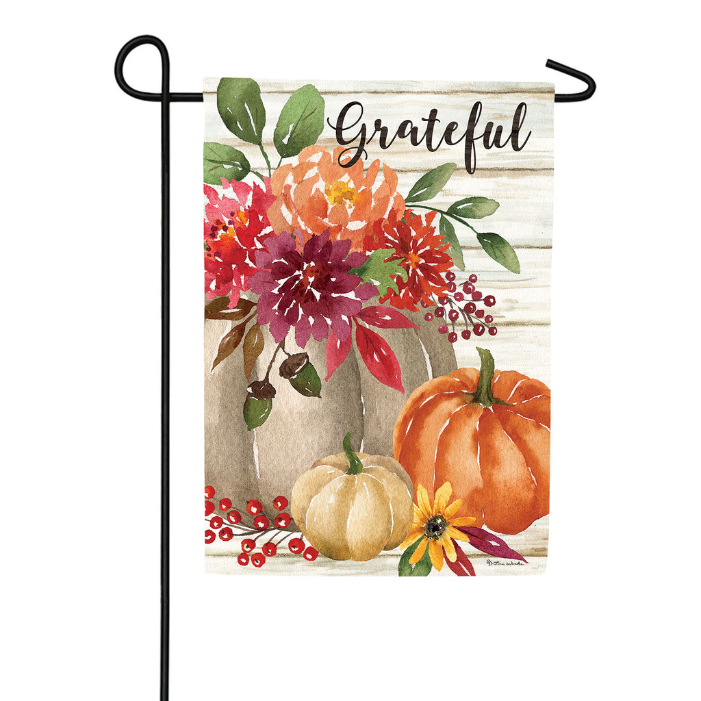 Custom Decor Grateful Floral Garden Flag