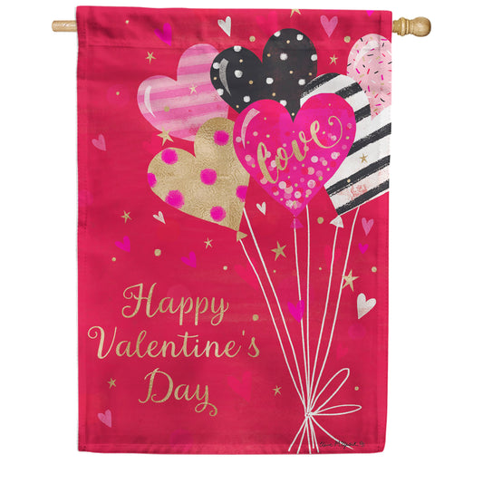 Custom Decor Valentine's Balloons House Flag