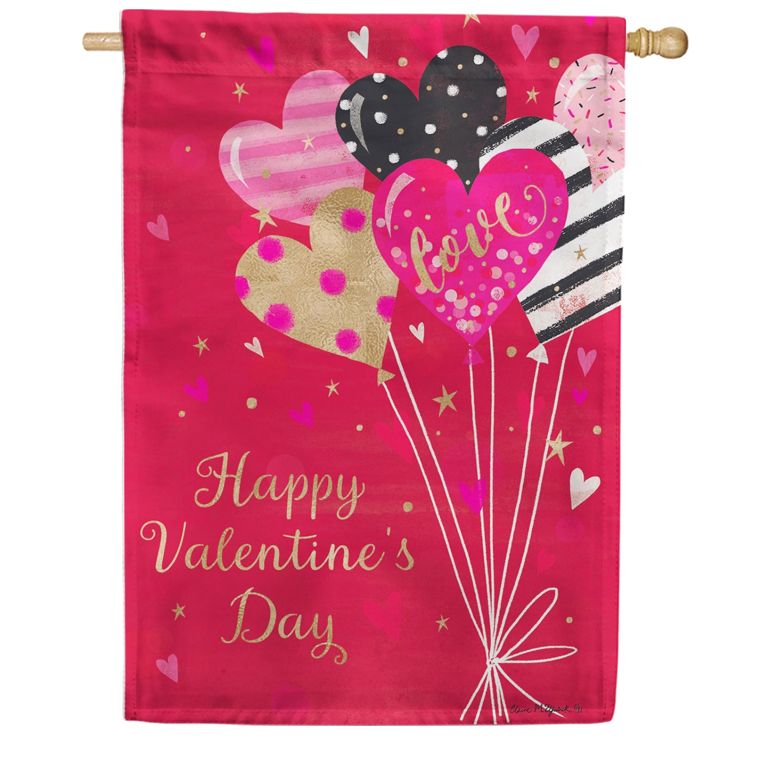 Custom Decor Valentine's Balloons House Flag