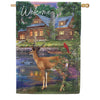 Custom Decor House Flag - Deer Cabin