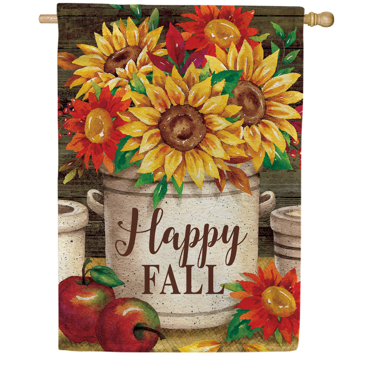 Custom Decor Sunflower Crock House Flag