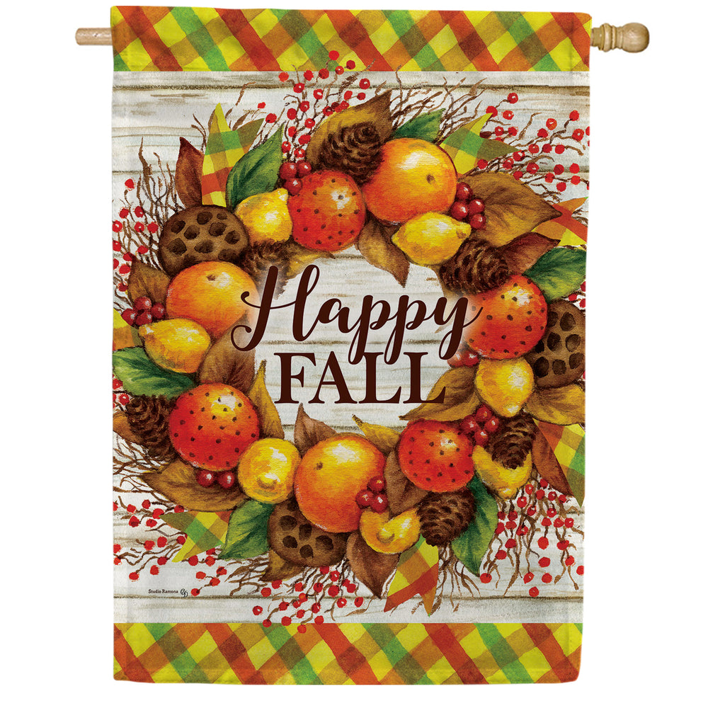 Custom Decor Citrus Wreath House Flag