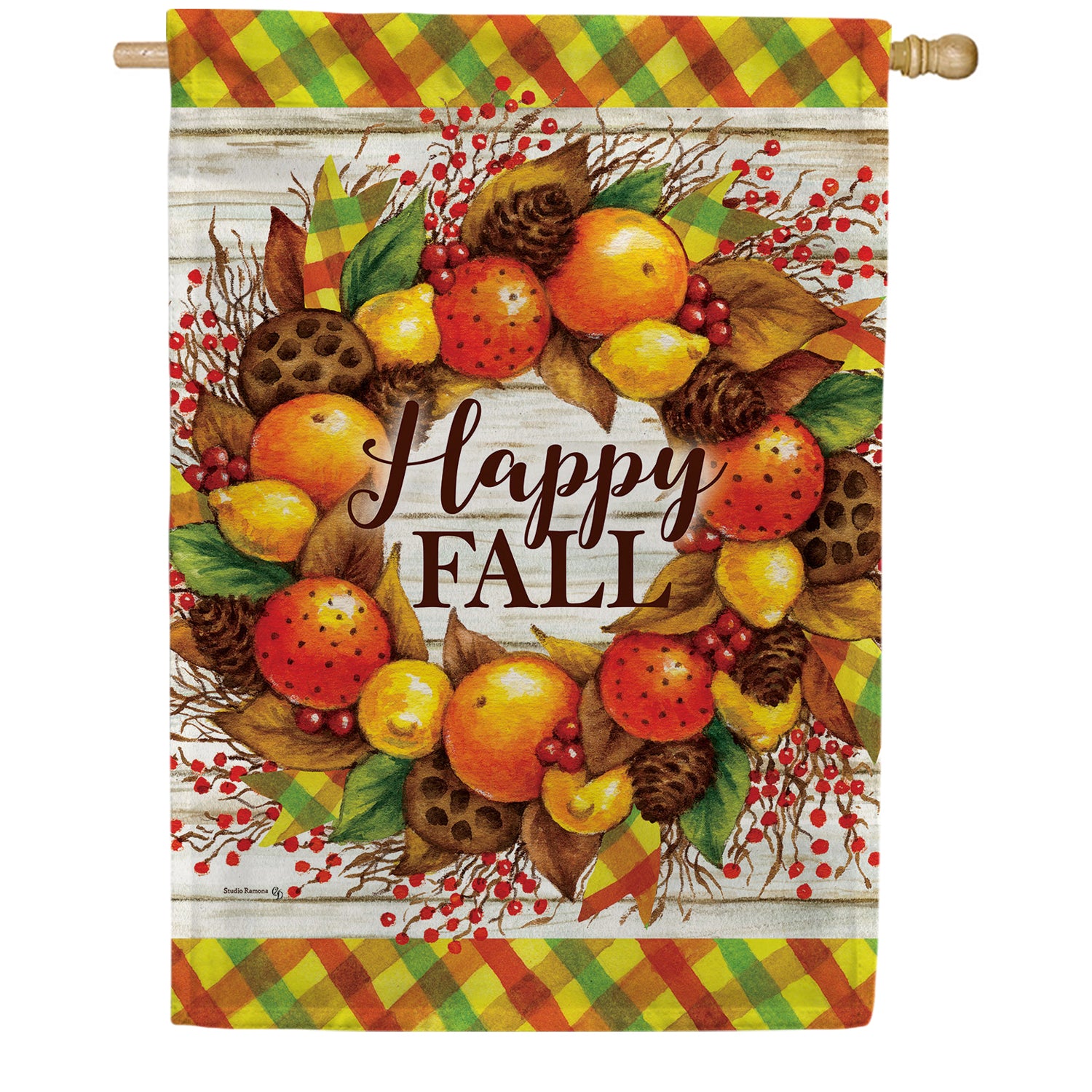 Custom Decor Citrus Wreath House Flag