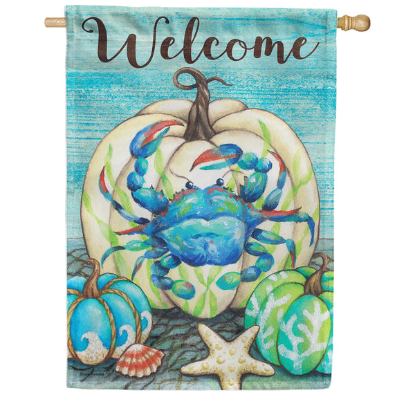 Custom Decor House Flag - Crabby Pumpkin