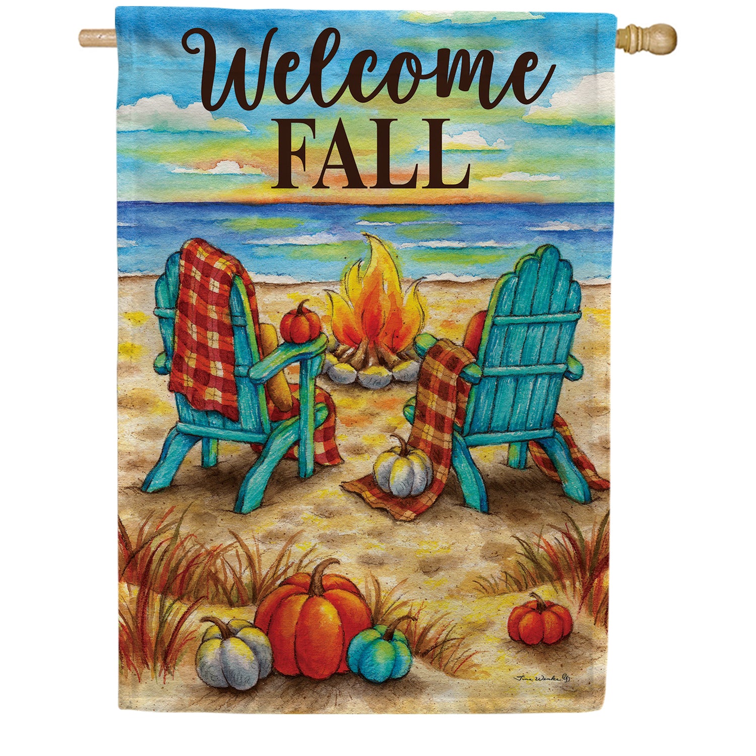 Custom Decor Fall Fire Pit House Flag