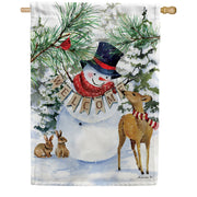 Custom Decor Deer Snowman House Flag