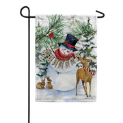 Custom Decor Deer Snowman Garden Flag