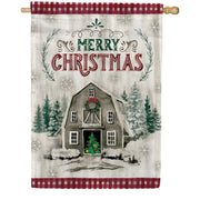 Custom Decor Merry Christmas Barn House Flag