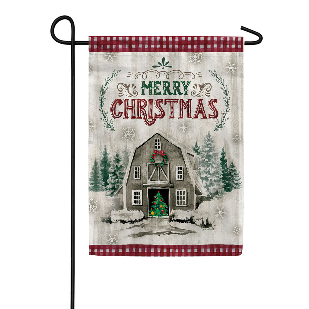 Custom Decor Merry Christmas Barn Garden Flag