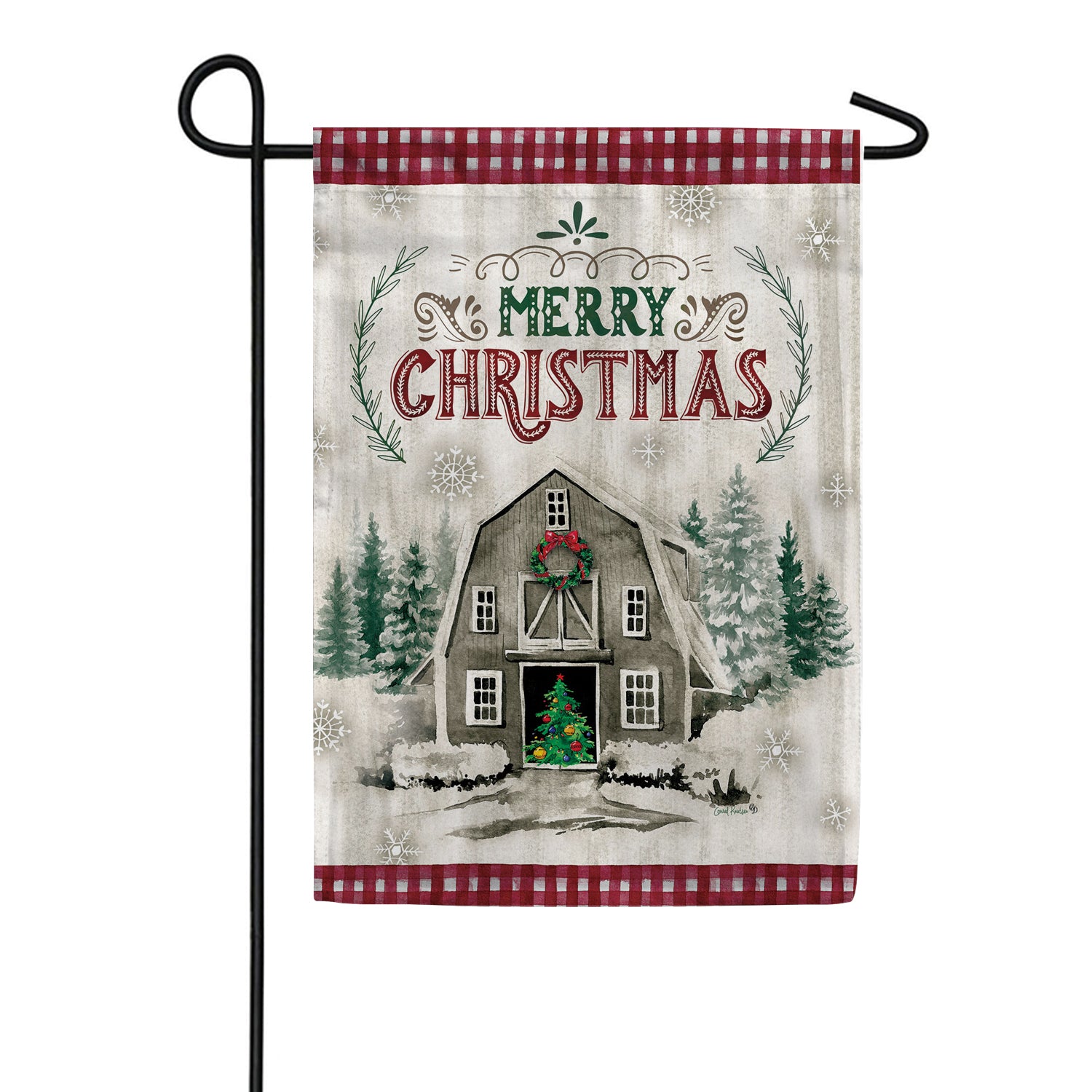 Custom Decor Merry Christmas Barn Garden Flag