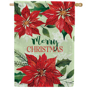 Custom Decor Poinsettia Trio House Flag