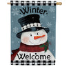 Custom Decor Black & White Snowman House Flag