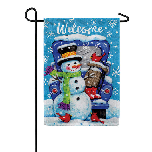 Custom Decor Truck & Snowman Garden Flag