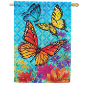 Custom Decor Butterflies & Wildflowers House Flag