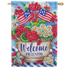 Custom Decor Patriotic Geraniums Welcome House Flag