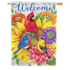 Custom Decor Birds & Flowers House Flag