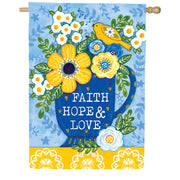 Custom Decor Faith, Hope, Love House Flag