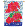Custom Decor Geraniums Welcome House Flag